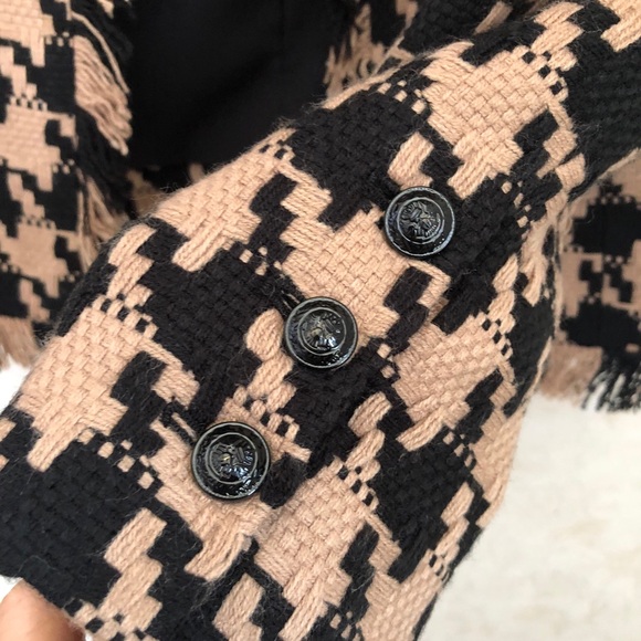 NEW L'agence Agelina Houndstooth Open Front Blazer size 4 Cappuccino Black - Picture 8 of 10